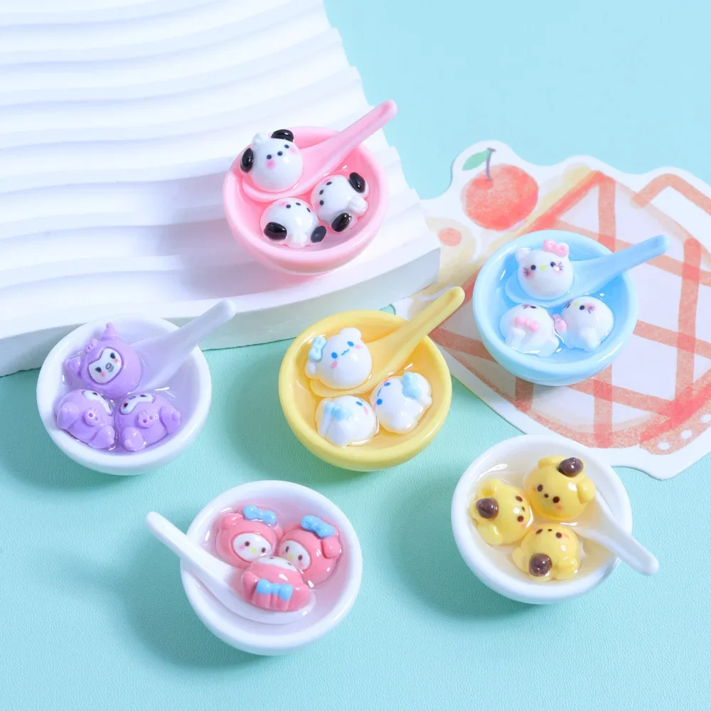 Cartoon Kawaii Resin Mini 3d Bowls Miniatures Crafts Materials Flatback Embellishments Cabochon Decoden Scrapbook DIY