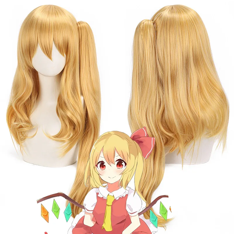 

Adult Halloween Party Touhou Project Cos Flandre Scarlet Ponytails Light Blonde Hair Wig