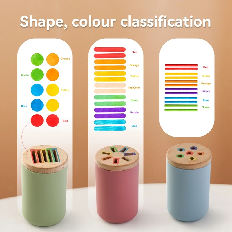 Wooden Matching Toys Montessori Color Matching Sorting Stick Balance Toys Fine Motor Skills Math Learning Educational Toys Kids