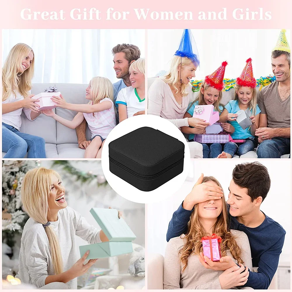 Mini Jewelry Box Portable Wood Art Letter Printing Pattern Travel Waterproof Jewel Organizer Case Necklace Earrings Display