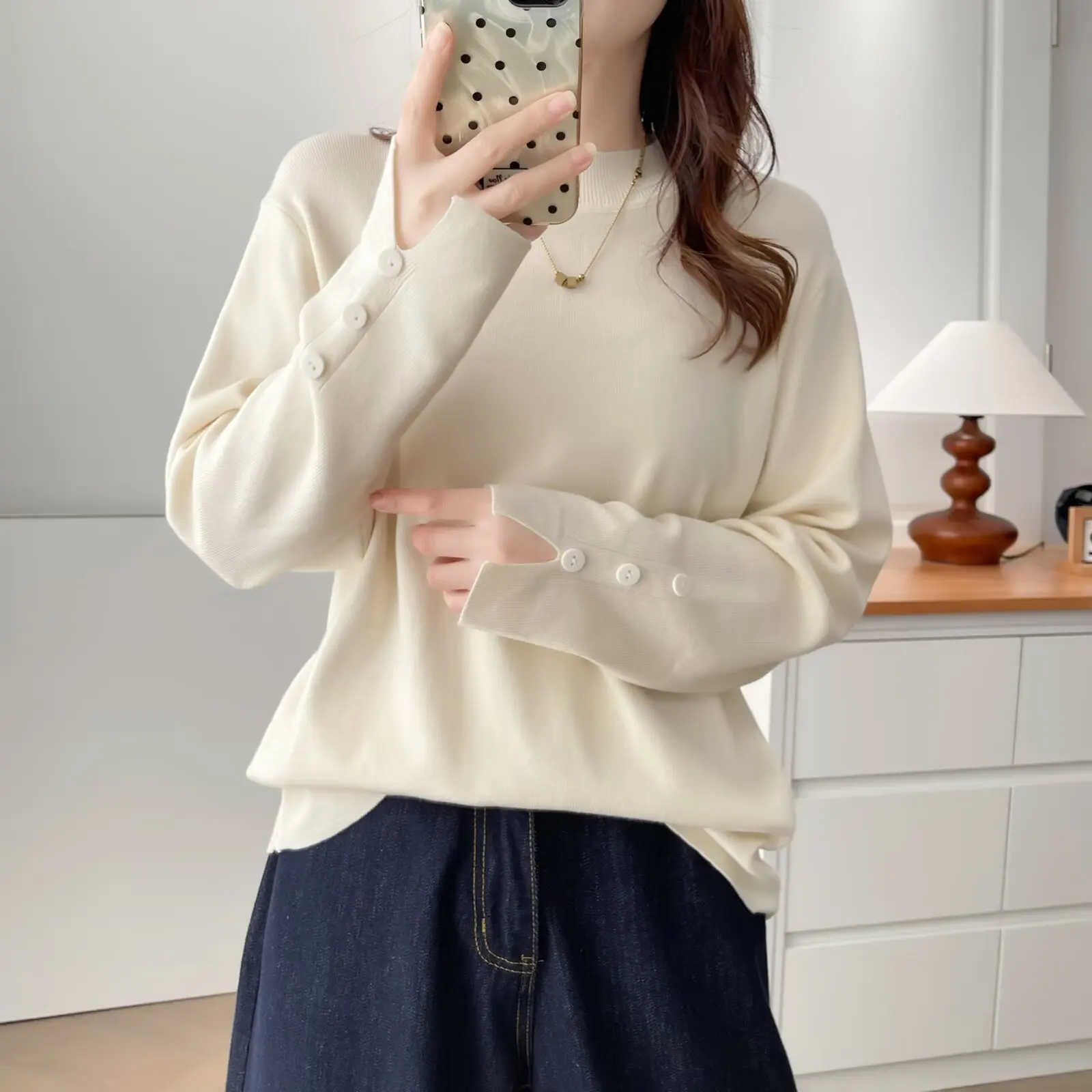 

XXXXL, модные женские свитера больших размеров, осень-зима 2021, новый стиль, простые элегантные вязаные пуловеры с разрезом на манжетах и пуговицах 2330