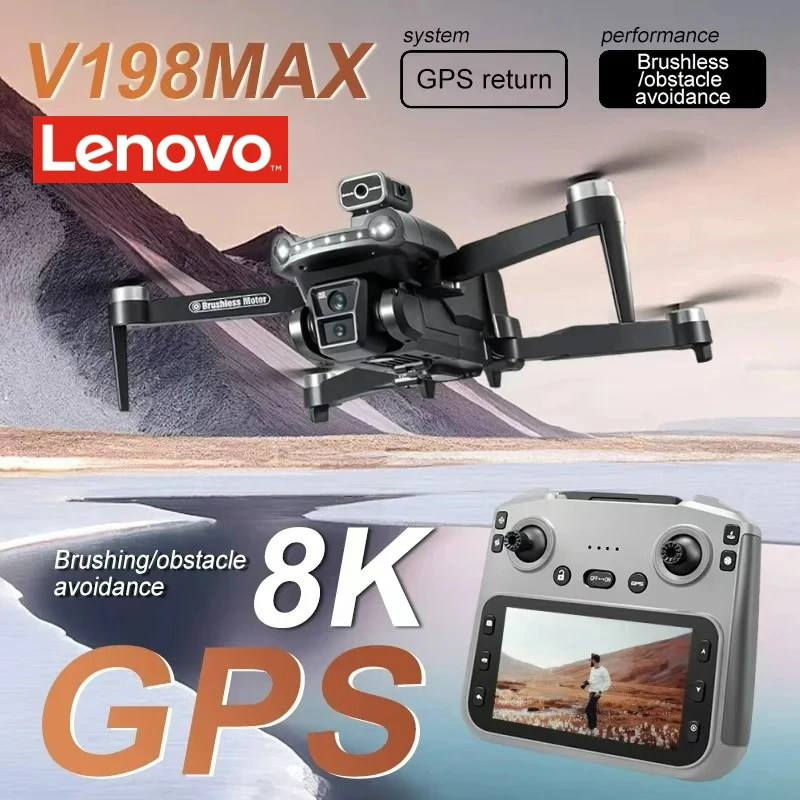 Dron Lenovo V198MAX 8K Profesional FPV sin escobillas con evitación de obstáculos láser, cuadricóptero plegable óptico aéreo, mini dron 4K