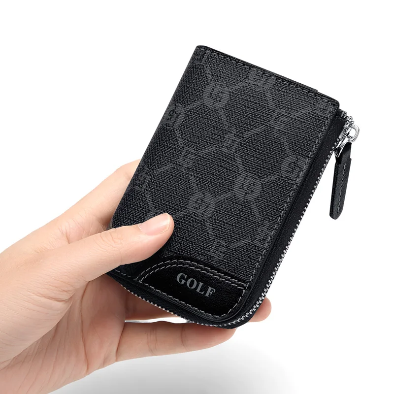 GOLF Cards Holder Case Men Credit Bank Cardholder Business ID Holders Leather Elegant Gentleman Wallet Anti Theft Brush Black