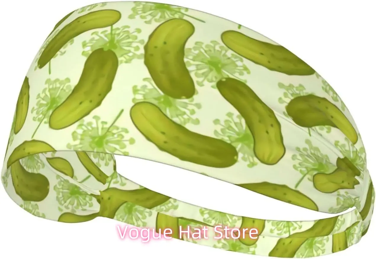 

Dill Pickles Pattern Workout Headbands Fashion Sports Sweatbands Yoga for Fitness Athletic Non Slip Wicking Headsca