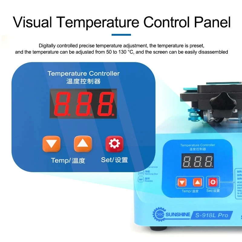 SUNSHINE-LCD Screen Rotary Disassembly Machine for Mobile Phone, Touch Display, Heating Removal Vacuum Separator Tool S-918L Pro