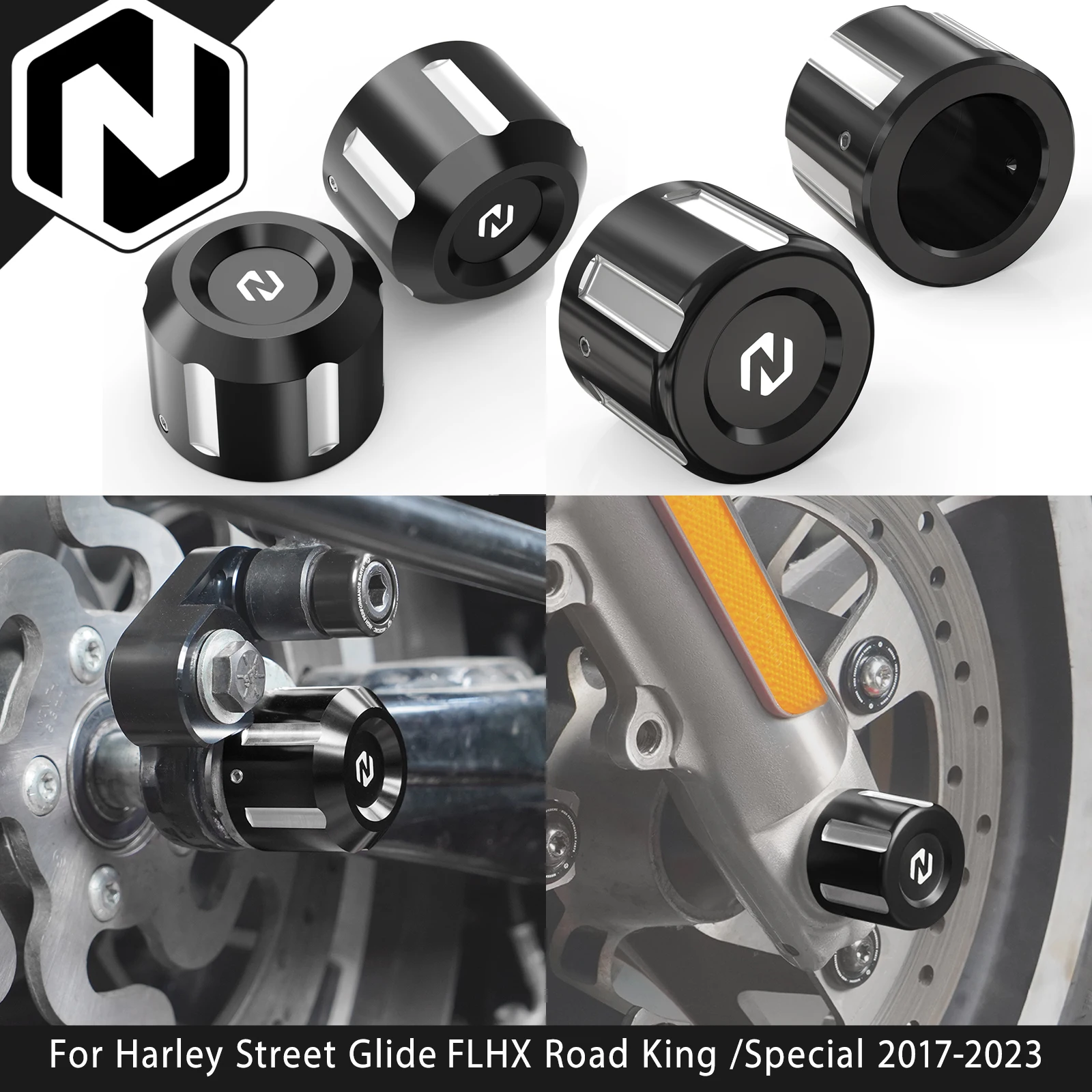 

For Harley 2017-2023 Street Glide Road King /Special Electra Glide Standard FLHT Rear Axle Nut Covers Front Axle Nut Covers Cap