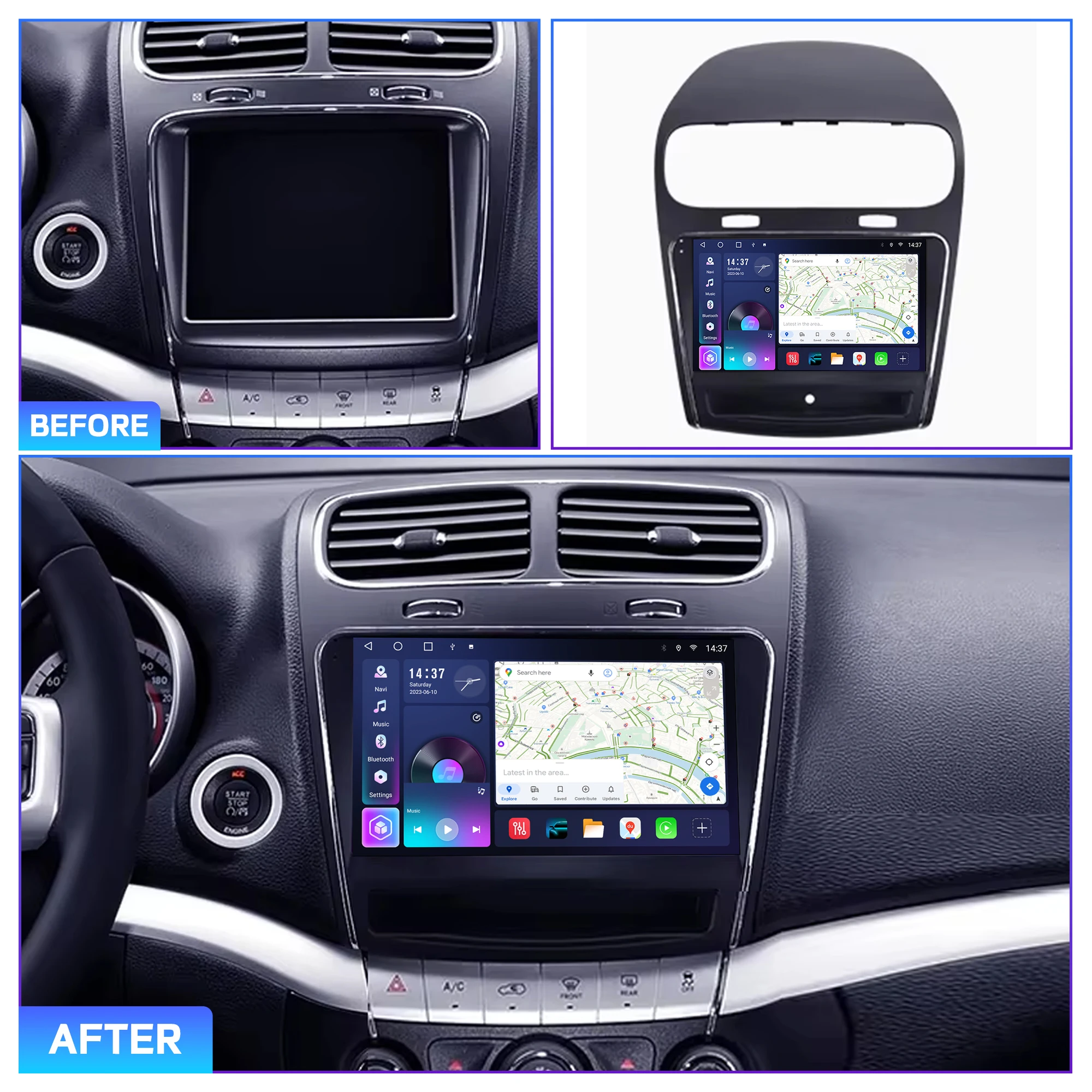 Penhui Android Car DVD Player 2 Din for 2011 - 2020 Multimedia Screen with DSP, Bluetooth, Radio Audio & CarPlay
