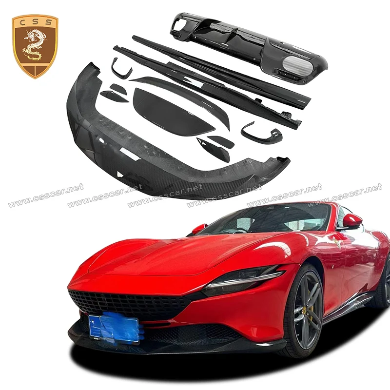 

Nov Style Car Rear Spolier Wing Lid Stick Side Mirror Cap Trim Tail light Cover For Ferrari Roma Dry Carbon Fiber Center Mesh