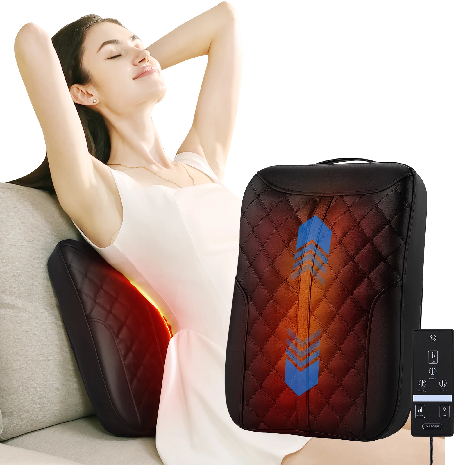 

Masgre Shiatsu Массажер для спины с подогревом Rolling Up Down 4D Разминающий массаж Электрический массажер для облегчения боли Глубокие ткани поясницы