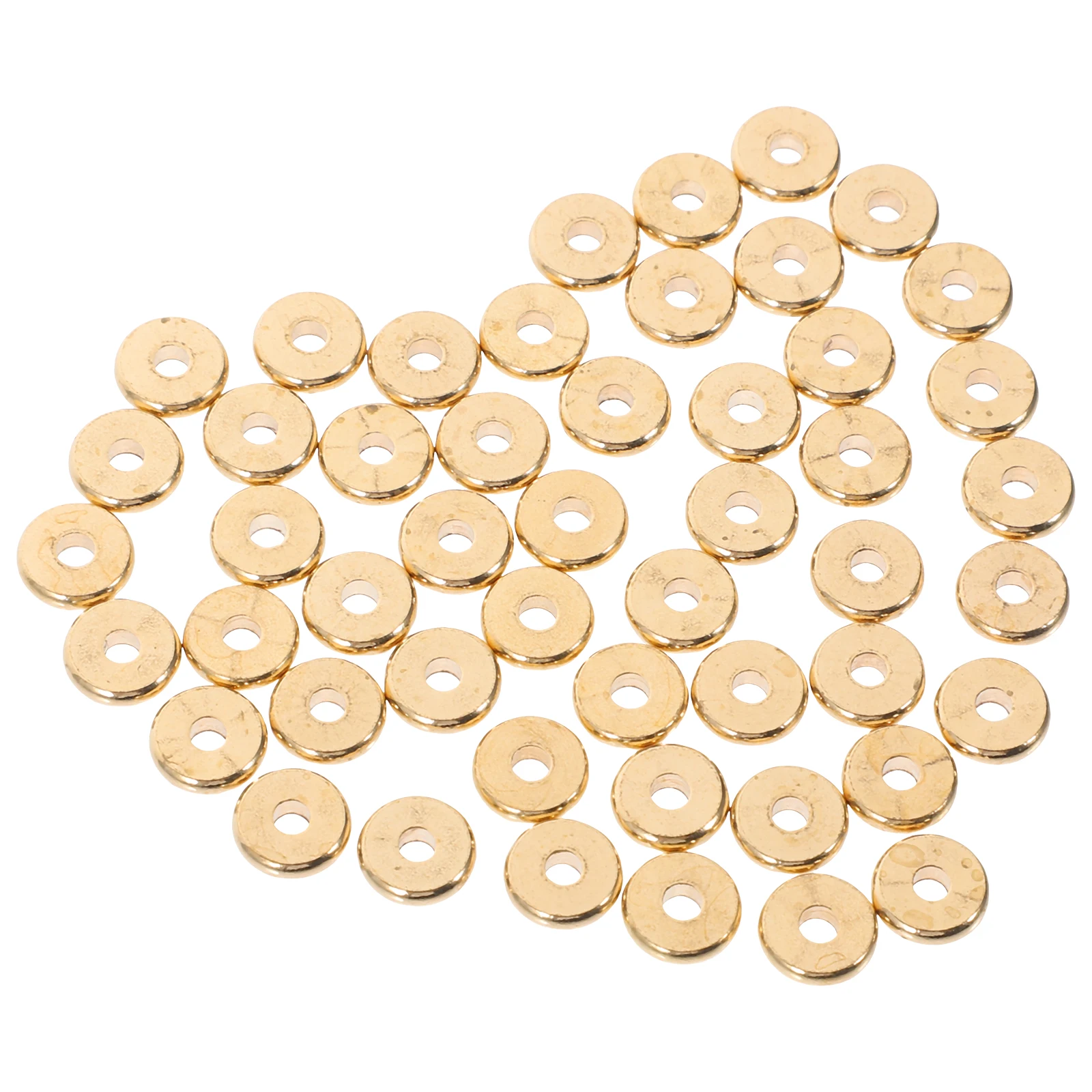 

100 Pcs Beads Brass Spacer Spacers for Bracelets Flat Metal Necklace Making Jewelry Large Hole