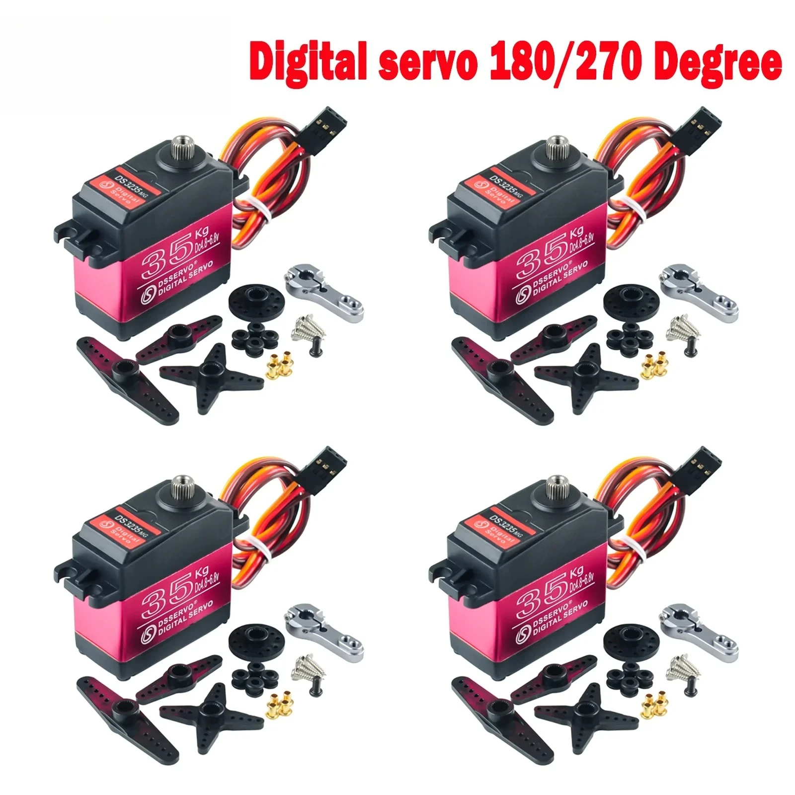 1/2/4PCS 35KG High Torque Waterproof Digital Servo 180/270 Degrees Angle Controllable for RC Aircraft Car Boat Dsservo 6V DS3235