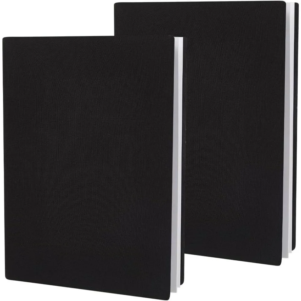 2Pcs Elastic Book Covers Black Book Cover Protector 7 x 13in Cloth Stretchable up to 7 x 9in Notebook Wrap Sleeve Rectangle
