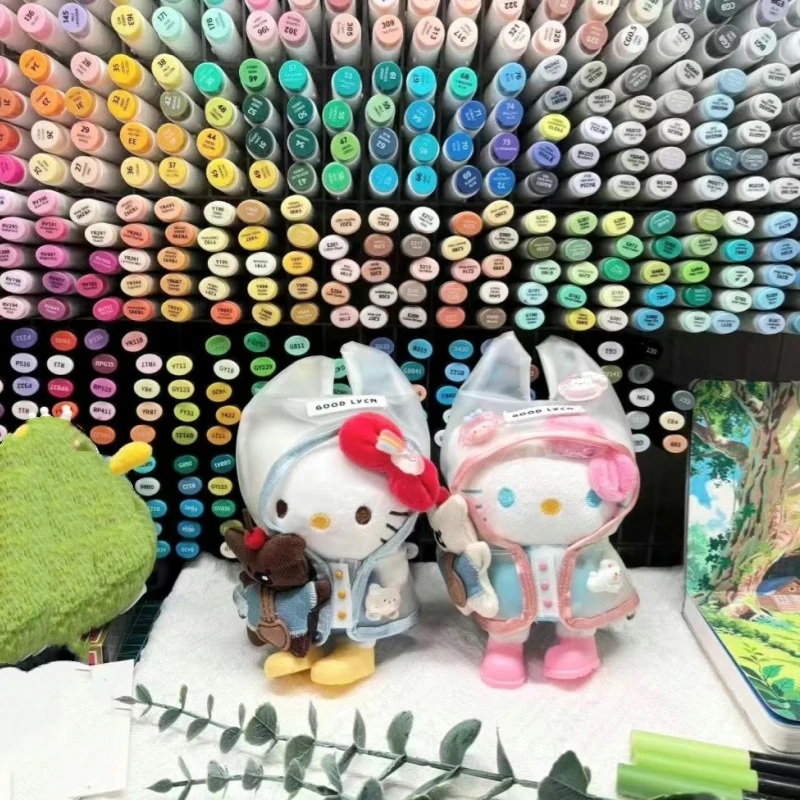 

Новая плюшевая игрушка Sanrio Hello Kitty в стиле соломенной шляпы, в дождевике, в образе повара-бургерщика, милый брелок для рюкзака, аниме-мерч