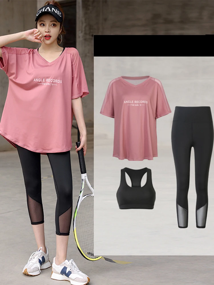 Track Suit Ladies Korea 2022 New Yoga Set Women Suit Large Size Loose Quick Drying Clothes Running Sports Fitness Clothes Summer