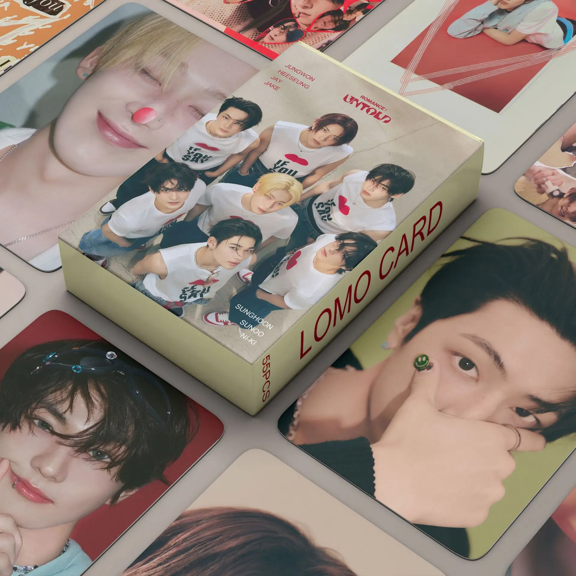 Tarjetas de fotos de grupo Kpop E ROMANCE, tarjetas Lomo de álbum nuevas, tarjetas fotográficas de JUNGWON JAY, inmejorables, 55 piezas por juego