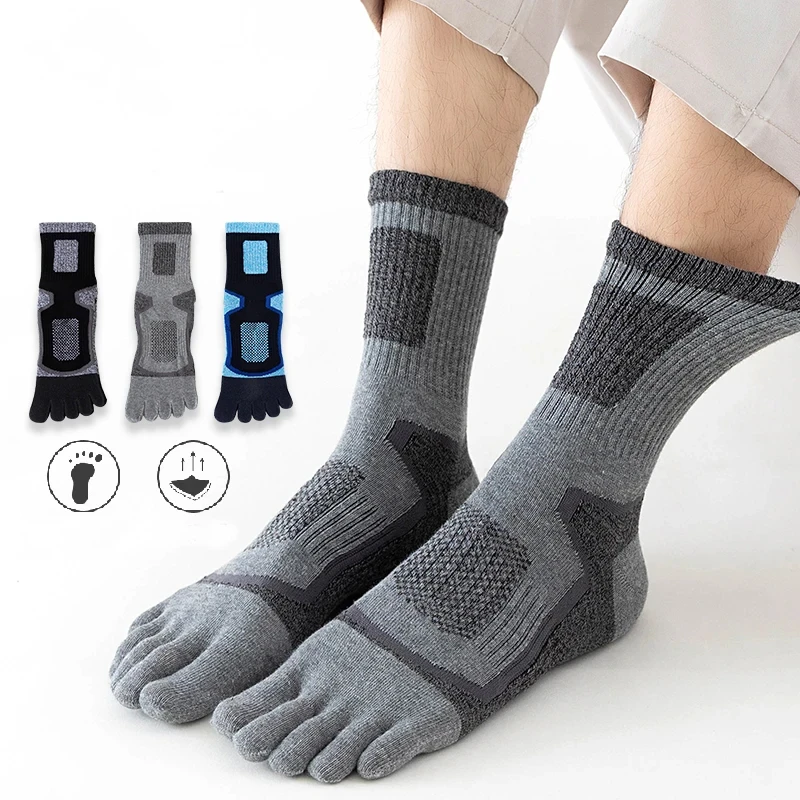 5 Pairs/lot Toe Sport Tube Socks Man Thick Compression Mesh Endurable Fitness Bike Run Outdoor Basketball Travel 5 Finger Socks