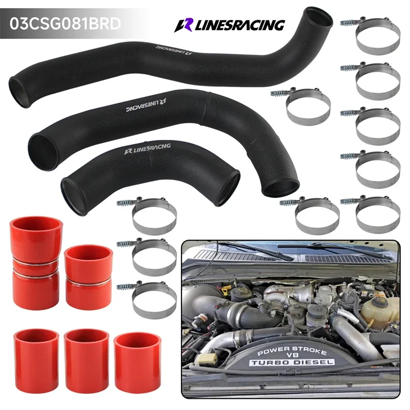

Boot Clamps Kit Aluminum Intercooler Pipe Hot & Cold Side For 08-10 Ford 6.4L Powerstroke Diesel V8 Turbo Engine Black/Blue/Red