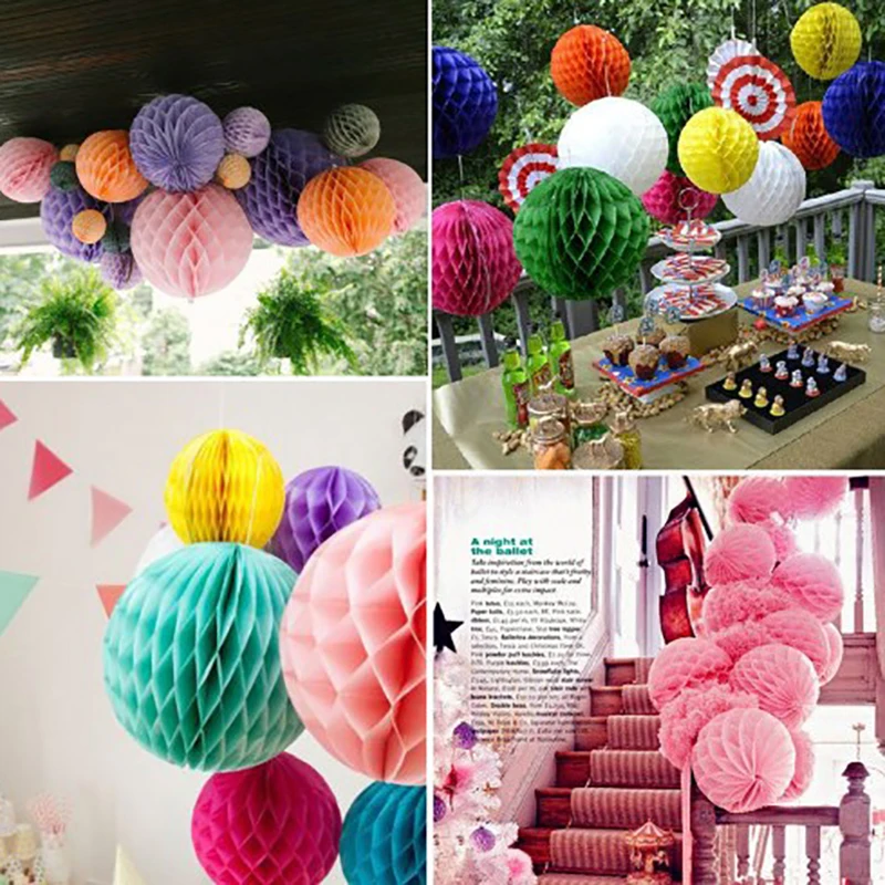 1PC Tissue Paper Lantern Honeycomb High Quality Ball For Home Garden Wedding & Kids Birthday Party Decorations