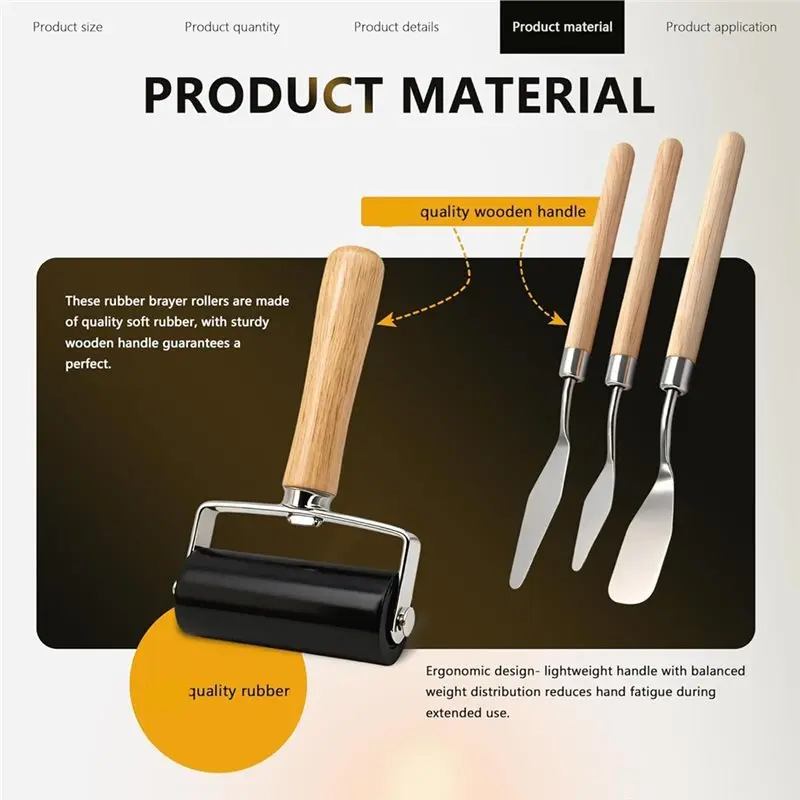 مجموعة أسطوانة براير المطاطية من Mar.6، بكرات مطاطية بأحجام مع 3 كاشطات لصنع الطباعة ورق الحائط وختم الحبر وزيت الإلتصاق #2