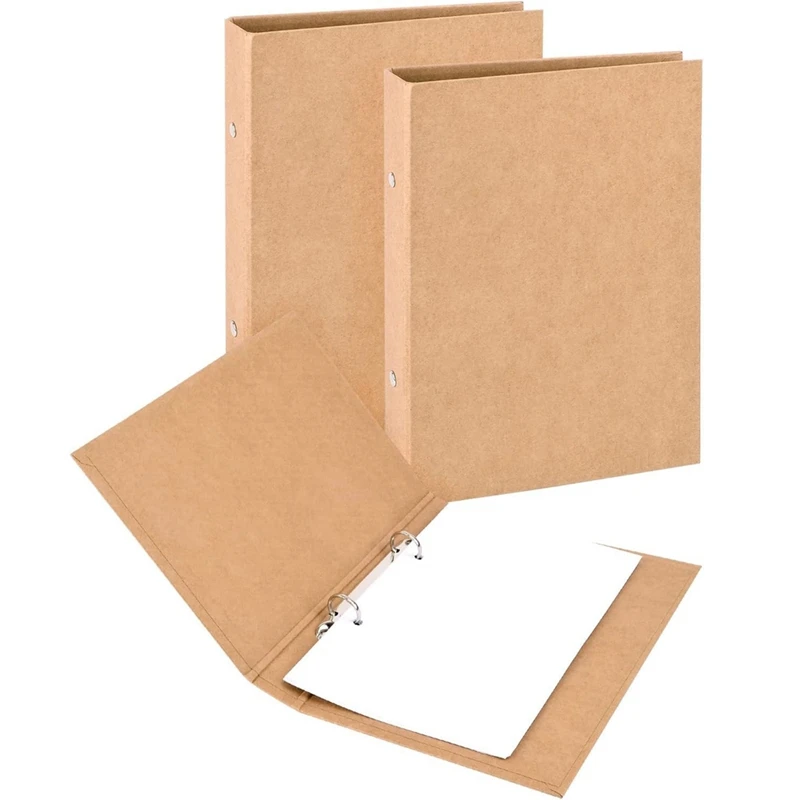 2Pcs A5 Refillable Ring Binder, A5 Kraft Paper Binder Tray With 2 Rings To Add Loose Sheets