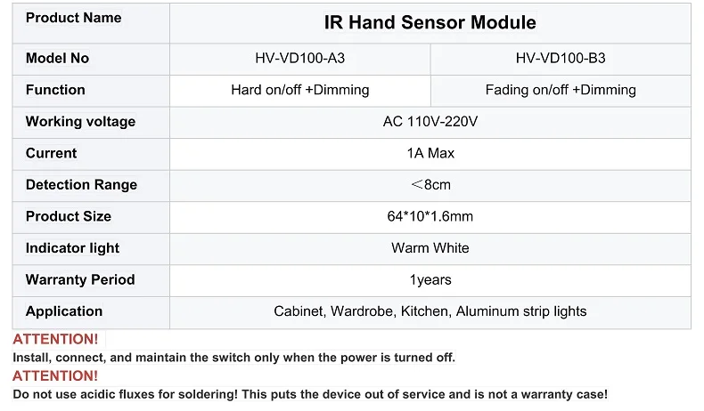 Handbewegungssensor AC110V-220V LED-Lichtschalter, kein Bohren von Löchern erforderlich zur Steuerung des Schranklichtsensorschalters – Detail 2
