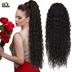 BOL-Extensão De Rabo De Cavalo Encaracolado Sintético Para As Mulheres, Hairpiece Encaracolado Kinky, Cordão Longo, Cauda De Cavalo Onda De Água, Macio, 24-30in