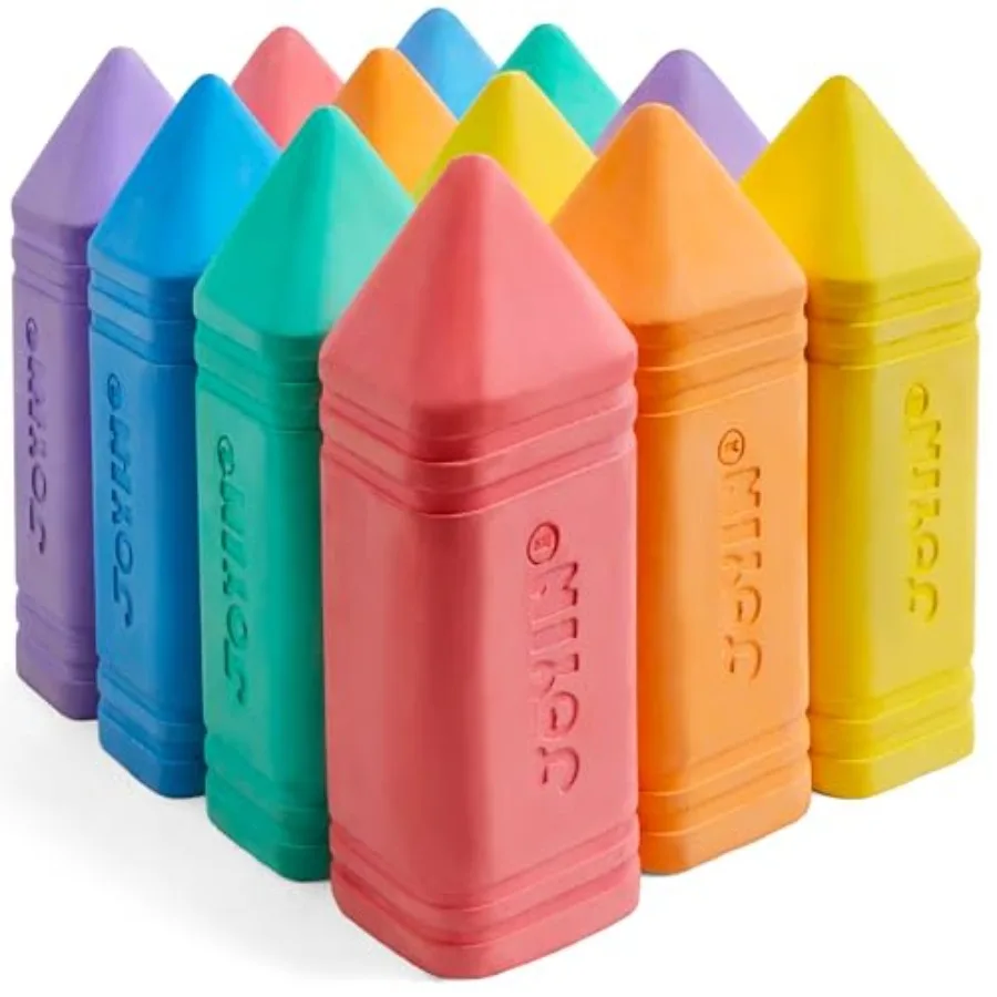 

12 PCS Jumbo Sidewalk Chalk with 6 Colors, Washable Sidewalk Chalk for,Non-Toxic School Supplies, Outdoor Games, Playground Acc