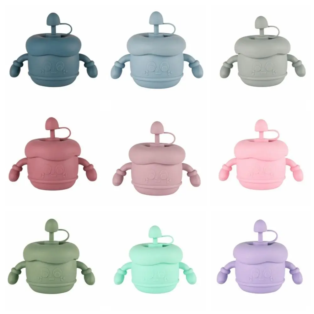 Creatieve Baby Training Cup Lekvrij Draagbare Peuters Stro Waterfles Antislipgreep met Deksel Drinkbekers met Rietjes