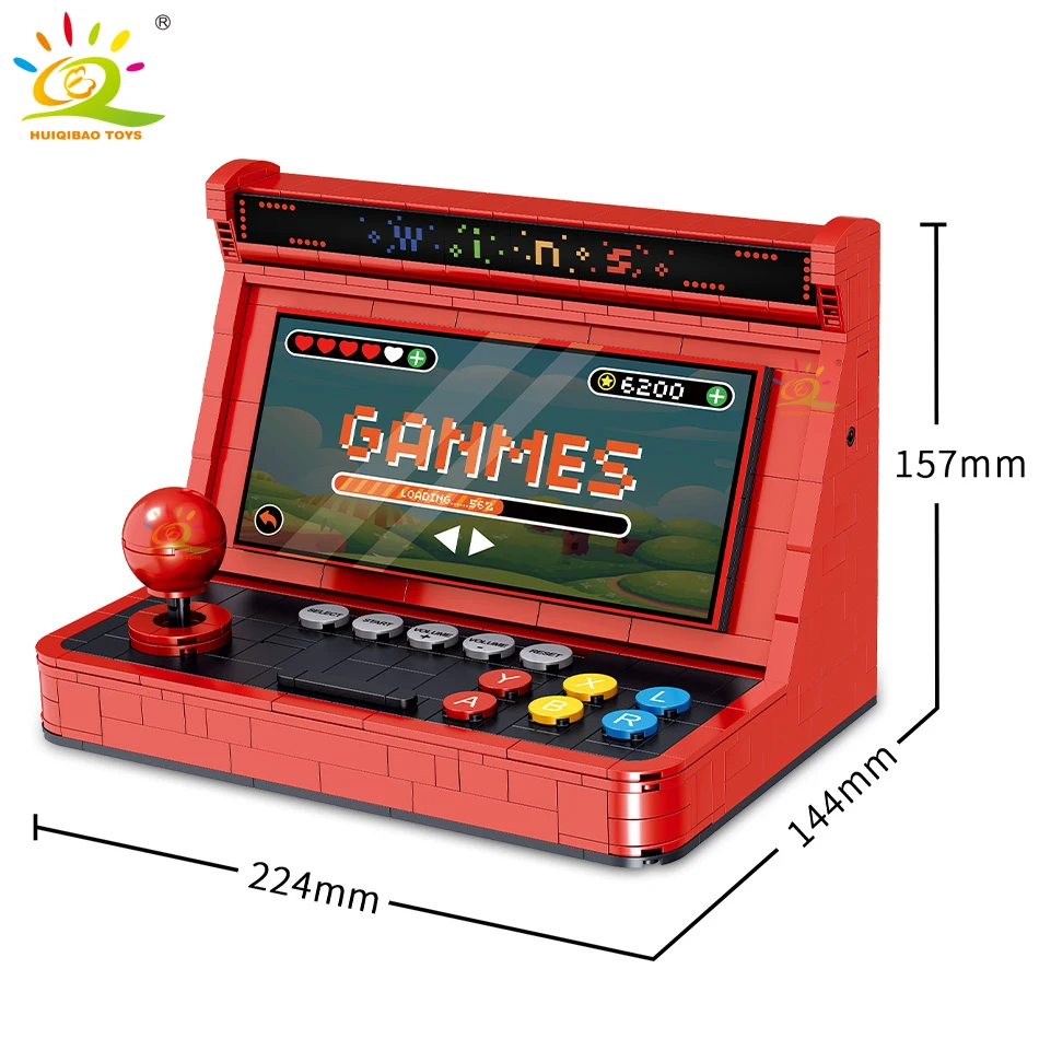 HUIQIBAO 666pcs Simulation Retro Desktop Game Machine Model Micro Building Blocks Mini Bricks Assemble Children Toys for Kids