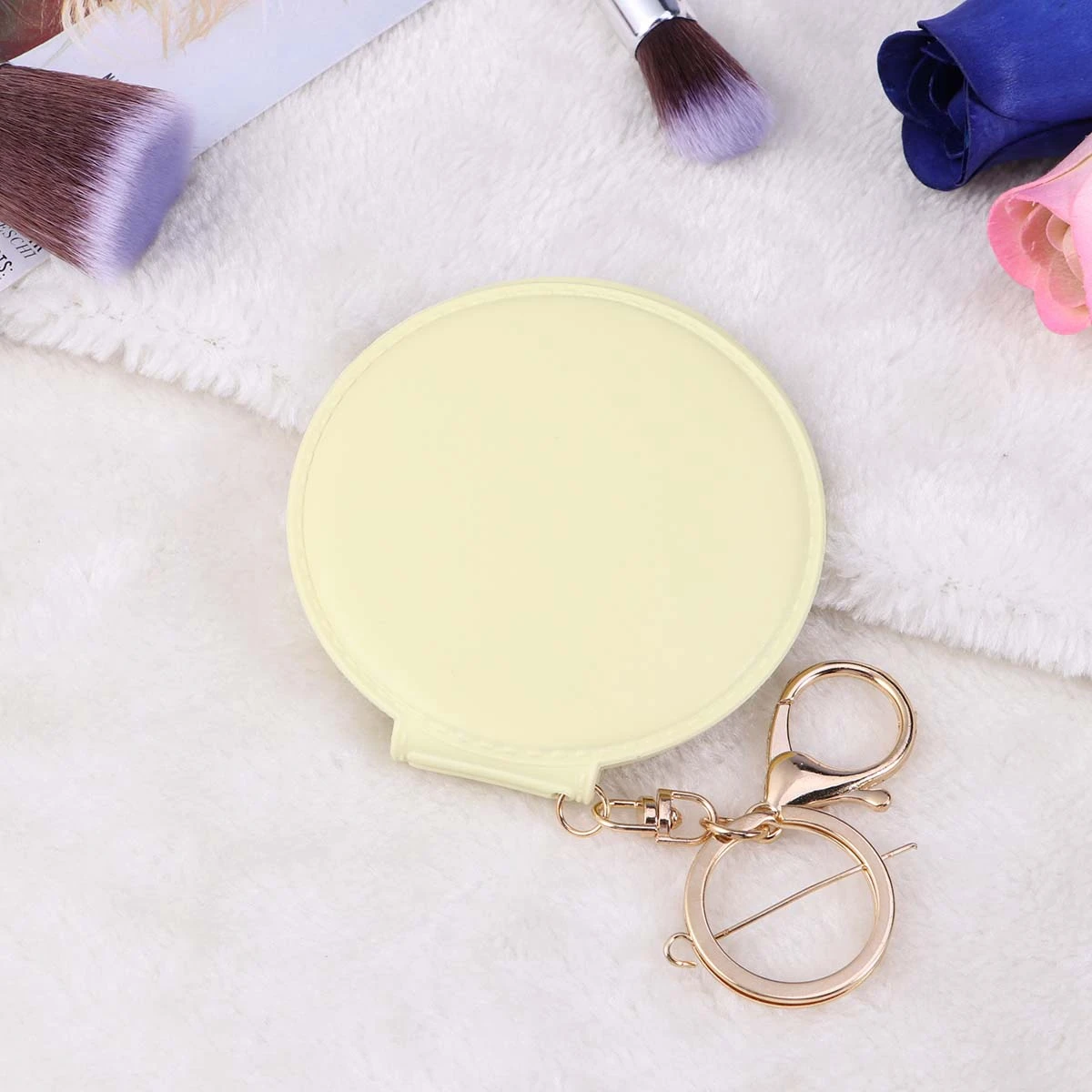 

Mini Orange Folding Makeup Mirror Portable Double Sides PU Frame Compact Mirrors for Women Gifts Bathrooms