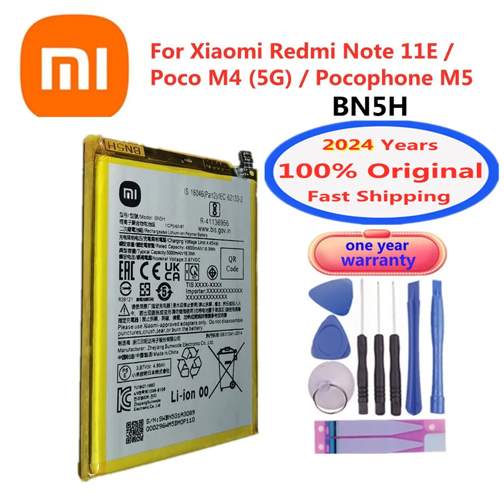 

2024 Years Original Xiao Mi Battery BN5H Battery For Xiaomi Redmi Note11E / POCO M4 5G / Pocophone POCO M5 Phone Battery Bateria