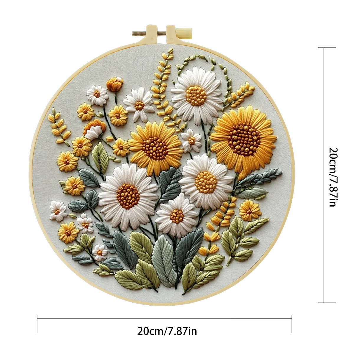 1 Stück 20X20CM/15X15CM 7,87/6,3 Zoll Blumen-Stickerei-Starter-Kit DIY-Kit DIY-Stickerei-Set Handarbeiten Nadelkunst Malerei – Detail 4
