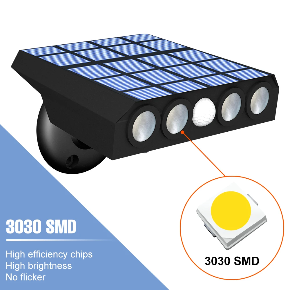 LED Outdoor Solar Light PIR Motion Sensor Waterproof Exterior Wall Lamp For Villa Garden Yard Sidewalk Fence Security Lighting
