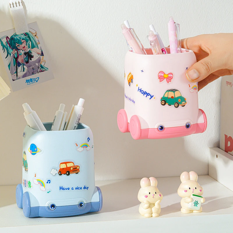 Cartoon Pencil Box Cute Car Shape Pen Container Creative Desktop Stationery Storage Rack Fashion Student Gifts【A】