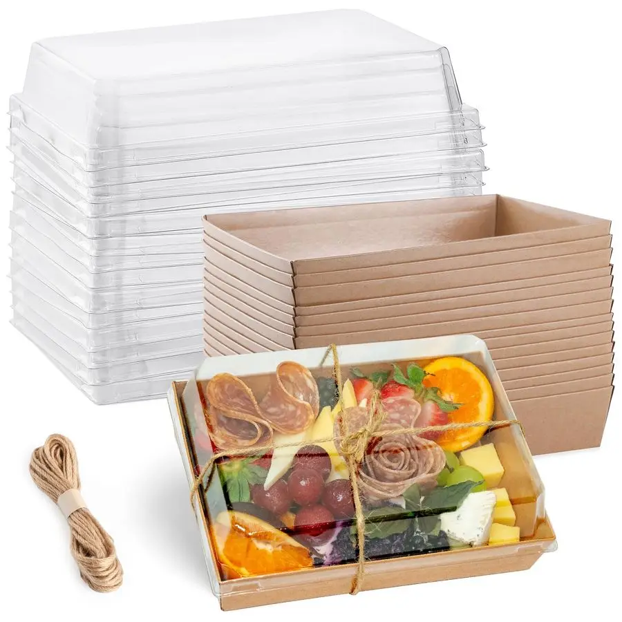 

Pack 7x5 Inches Charcuterie Boxes with Clear Lids Individual To Go Paper Charcuterie Board with Lid, Disposable Food Containers