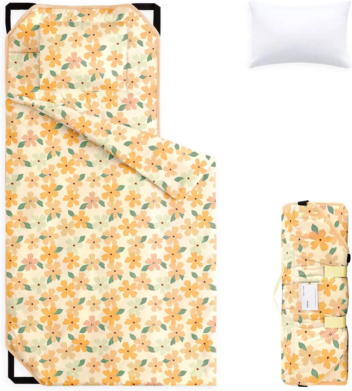 

Коврик для детской кроватки с подушкой и одеялом, эластичными угловыми ремнями, красочным цветочным узором для детского сада и дошкольных учреждений