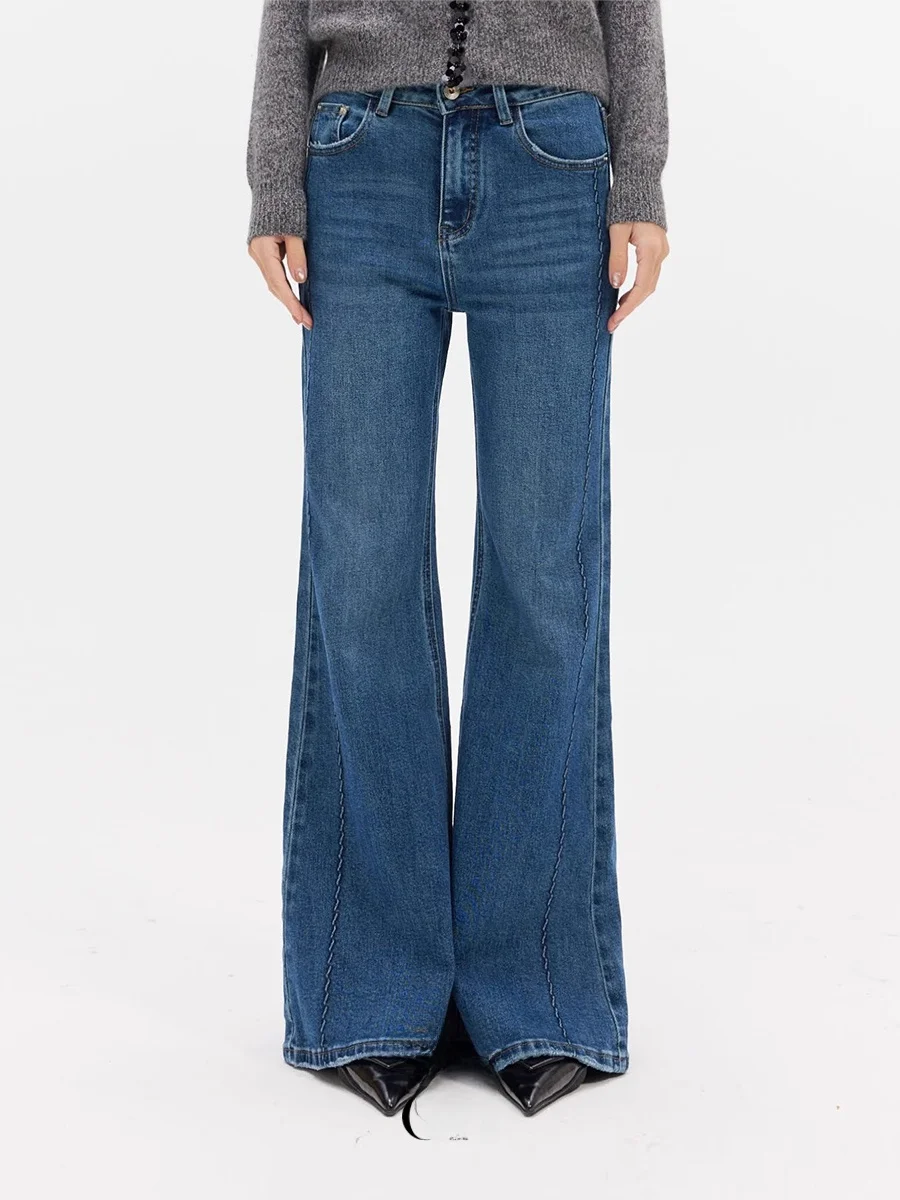 

Ayemorrey облегающие джинсы с высокой талией, пропорциональные брюки-колокольчики с героями мультфильмов, универсальные повседневные женские осенние джинсы на молнии