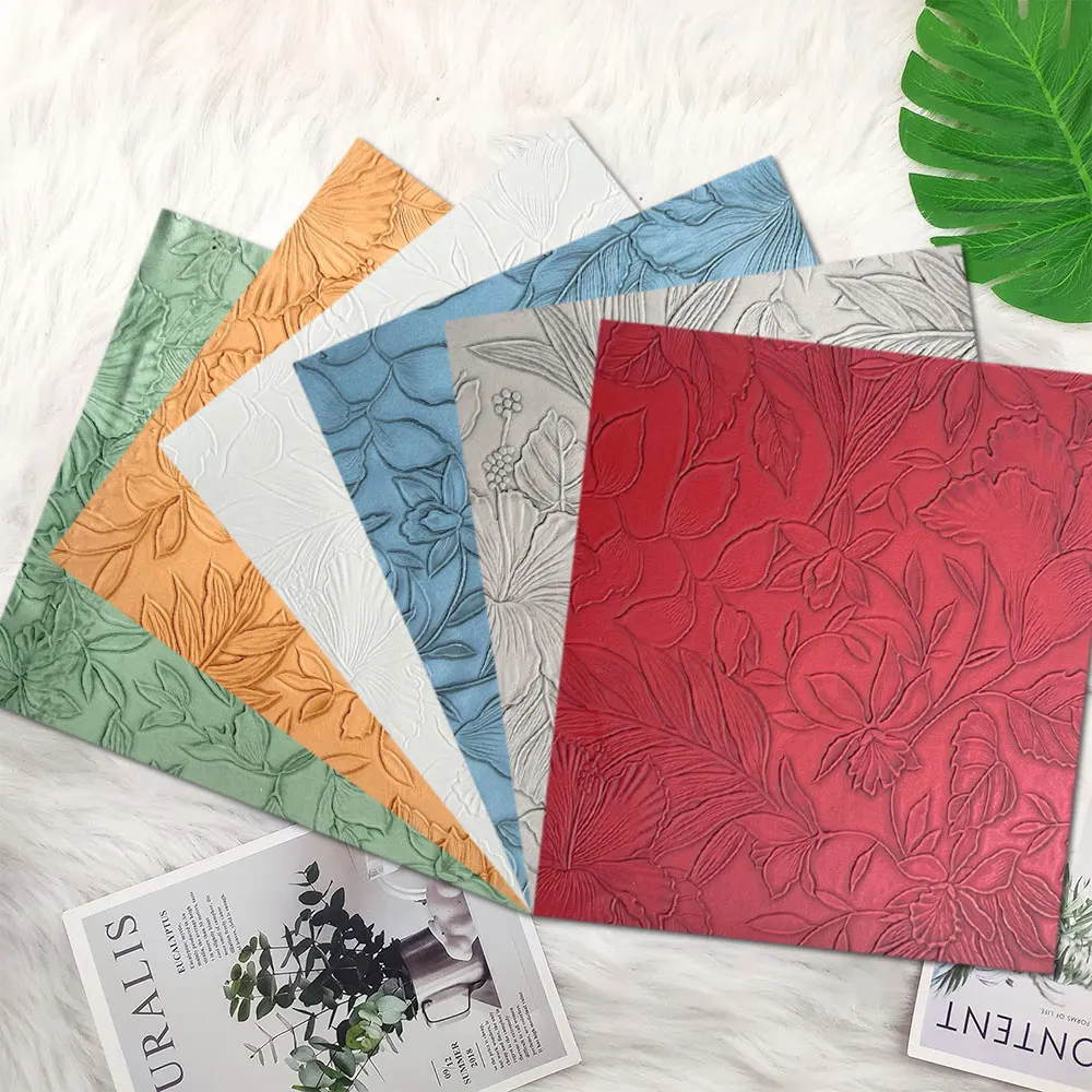 

Multisizes Floral Embossed Faux Leather Fabric Soft Synthetic PU for DIY Craft Handmade Bows Earrings Purses Bag Making Material