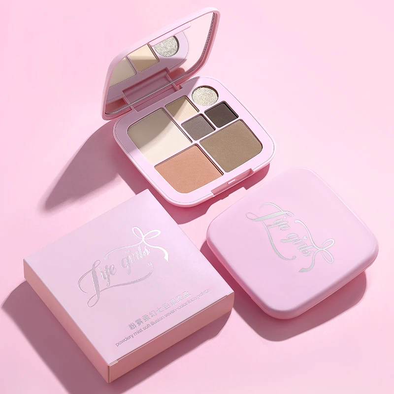 Life Girls 7-kleuren gezichtspalet Oogschaduw Markeerstift Contouring met fijne glitter Alles-in-één Mat Fijn poeder Gemakkelijk te kleuren