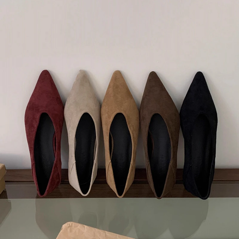

SUOJIALUN 2025 Autumn New Women Flat Shoes Fashion Pointed Toe Shallow Slip On Single Shoes Square Low Heel Dress Boat Shoes