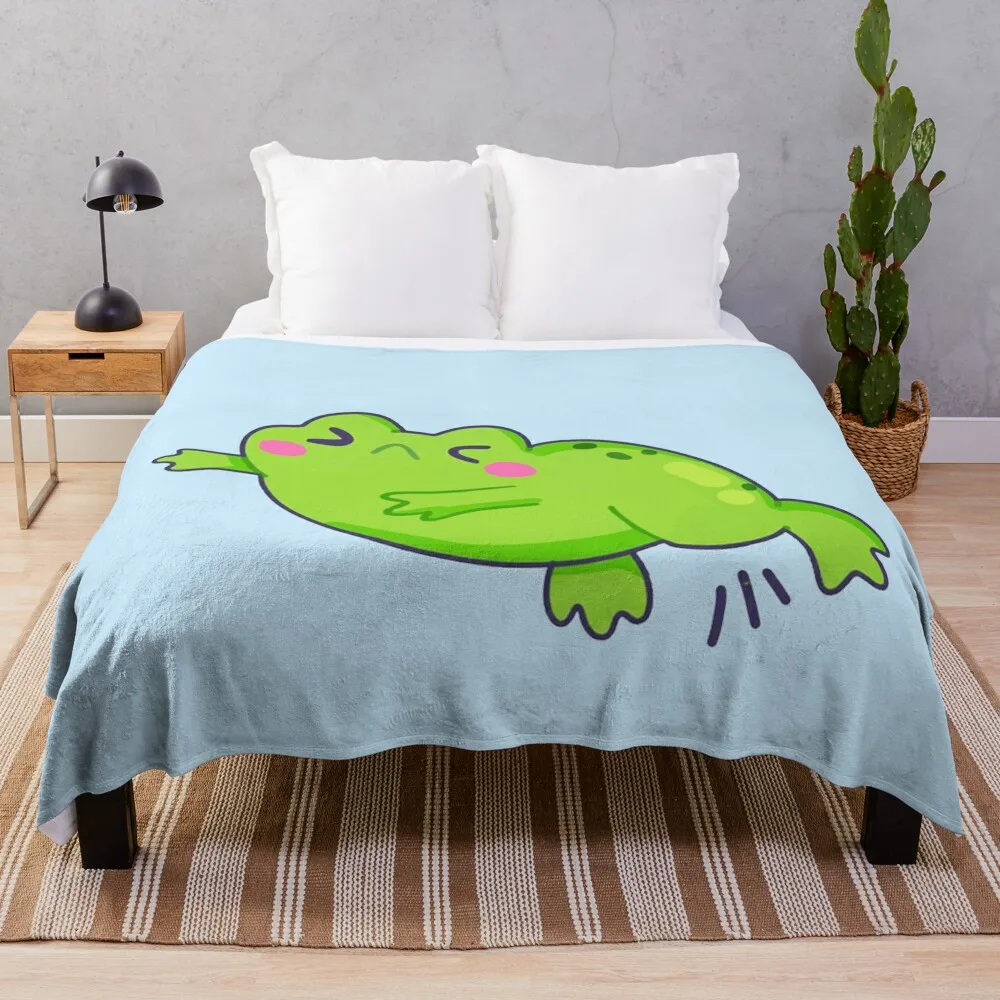 

Cute Jumping Frog Throw Blanket Plush Multi-Purpose Blankets