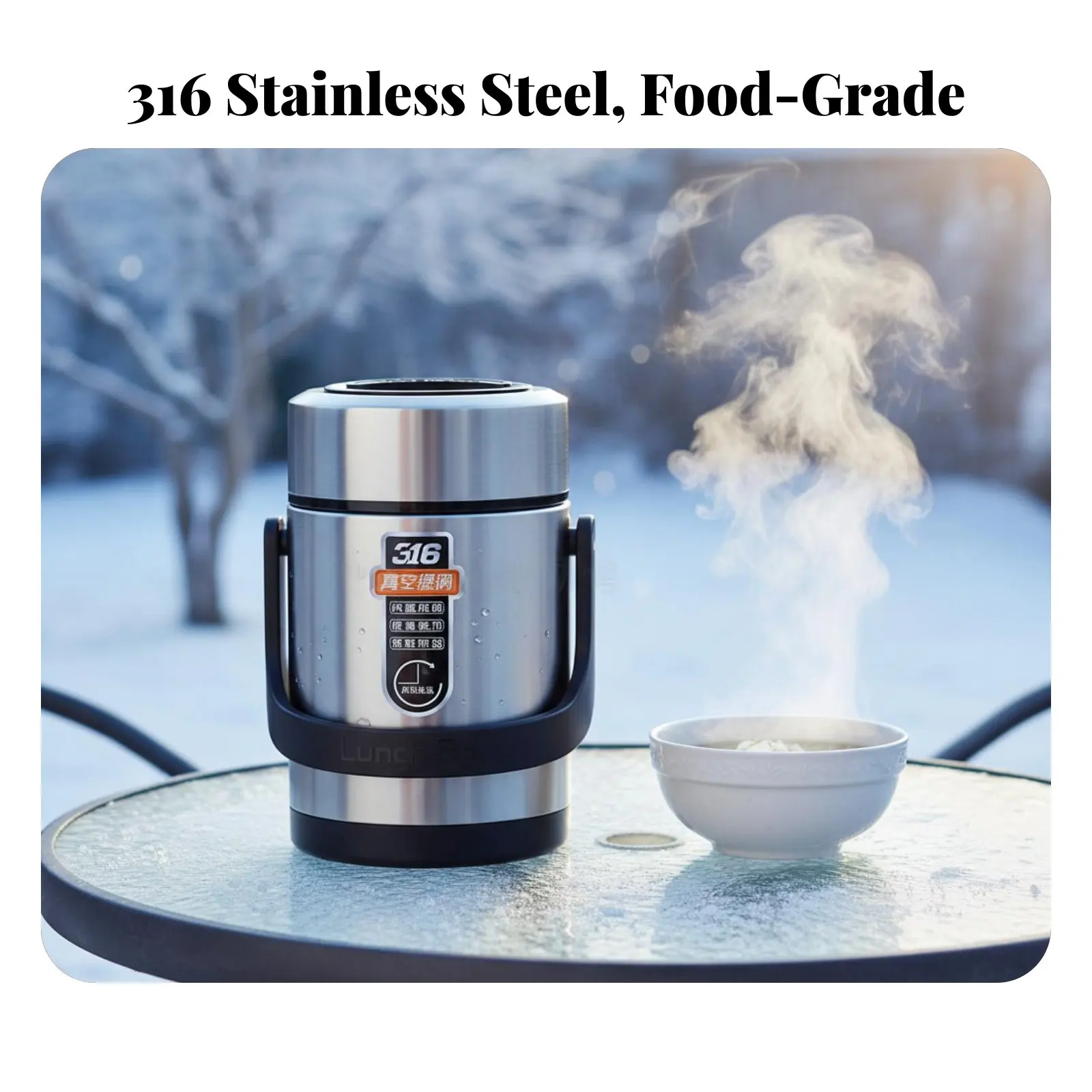 

316 Stainless Steel Three-Tier Vacuum Insulated Lunch Box, Portable Food Container, 24-Hour Thermal Retention, Large Capacity