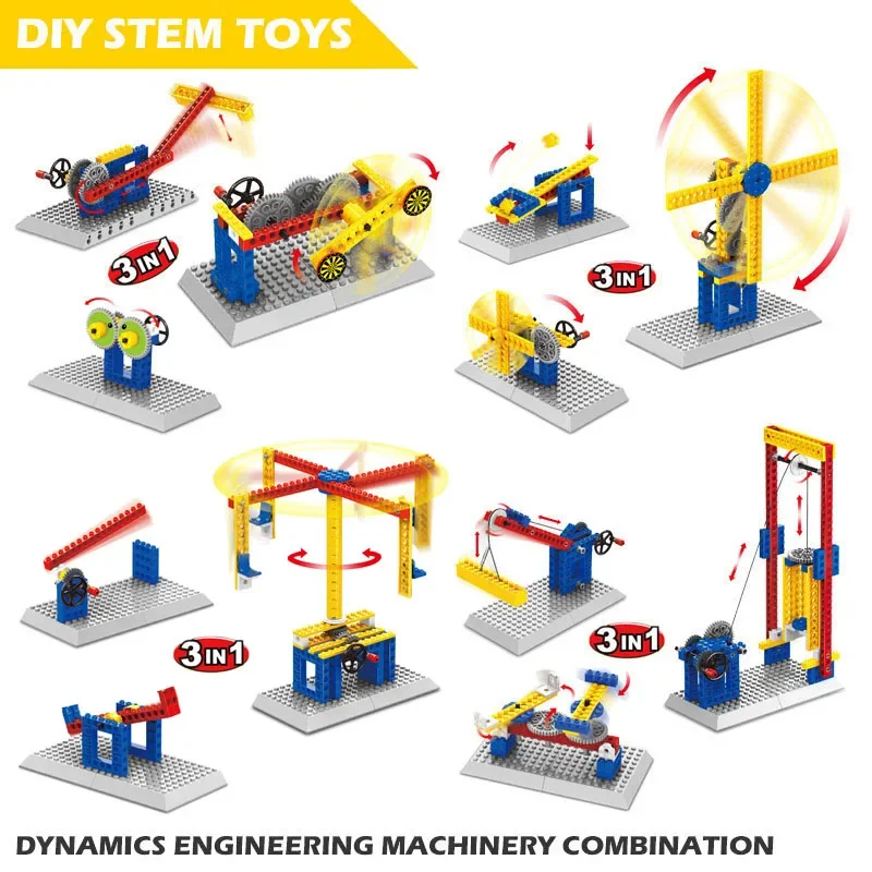 Children DIY Building Block Toys Mechanical Dynamics Principle 3D Model Physics Science Experiment Education Toys Kids STEM Toys