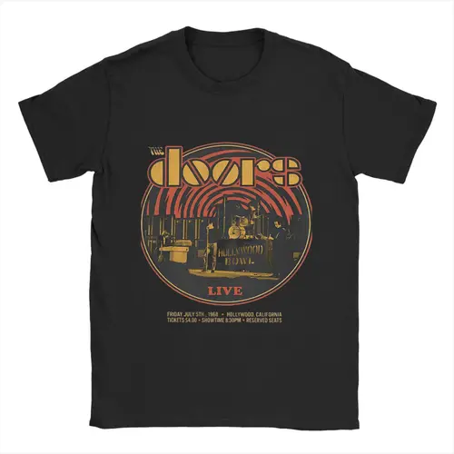 Imagen 1 del producto Camiseta Vintage de verano The Doors, camisetas de ocio musical, camisetas de algodón cómodas de gran tamaño para hombre, camiseta Vintage de manga corta