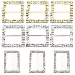 New 2PCS61 * 41/49MM Metal Corner Knot Buckle Hem Waist Tie Rod Buckle Square Rhinestone Jewelry Accessories
