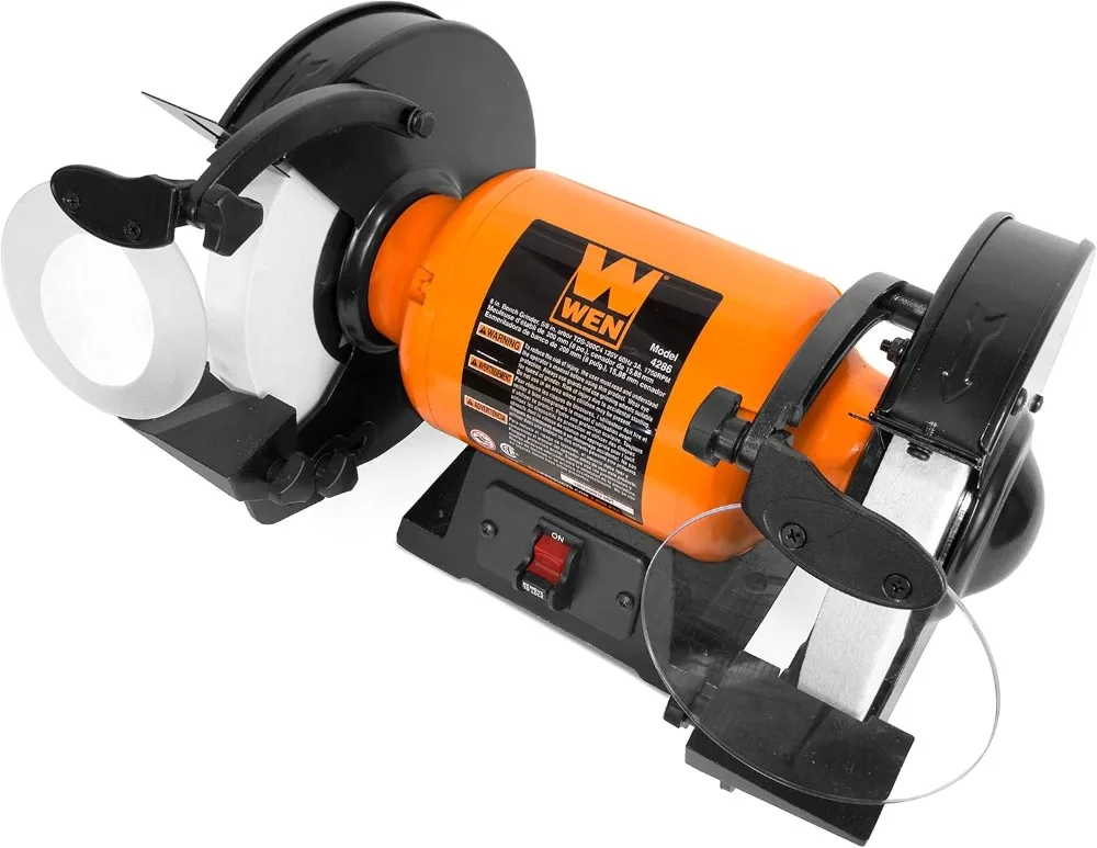 

8-Inch Slow Speed Bench Grinder with 3-Amp Motor, 1750 RPM for Sharpening Tools and Knives