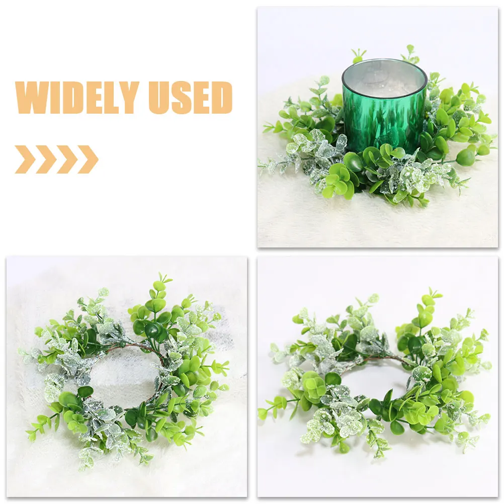 

Eucalyptus Candlestick Wreath Holiday Ornament Small Leaf Table Decorations for Party Centerpieces Event Artificial Home