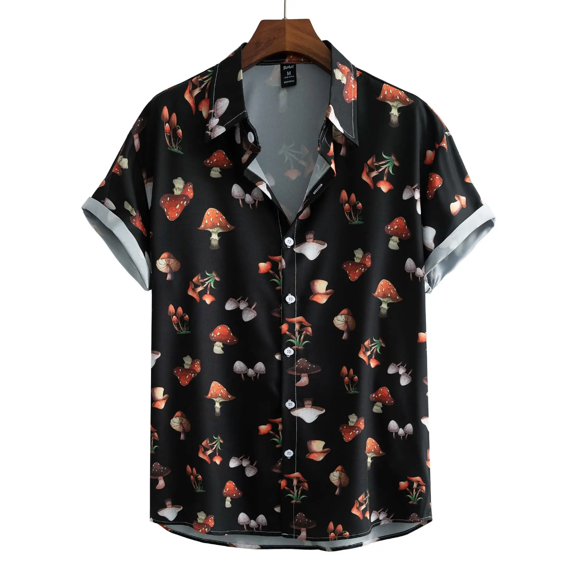

Mushroom Print Men's Shirt Short Sleeve Casual Fashionable Inner Wear Unisex Clothing Non Deformable Other Material Made Shirt