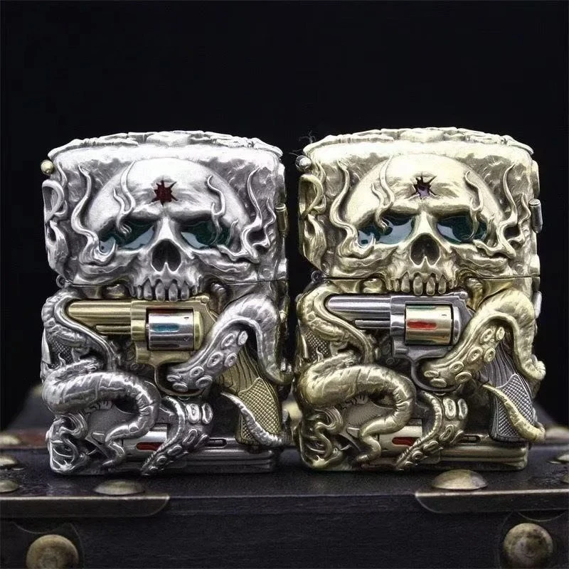 

NEW Punk Left Wheel fuel Lighter, Armor Windproof Grinding Wheel Lighter, Cigarette Accessories, Men's Gift