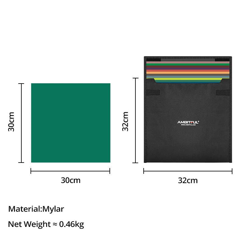 컬러 젤 필터 필름 + 비디오 LED 조명 스튜디오 플래시 AMBITFUL 12"x 12" 30x30cm 22개 컬러 교정 젤 세트용 휴대 가방